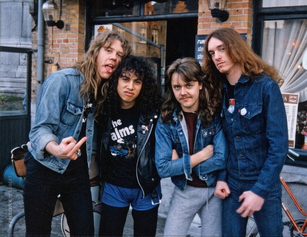 Metallica outside Café Le Tram in Poperinge, Belgium (Feb 1984)