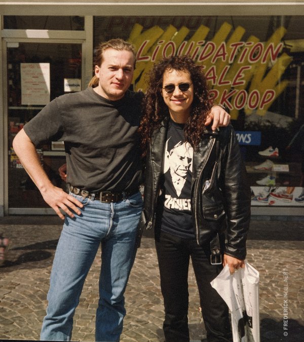 Me with Kirk Hammett, records shopping in Brussels