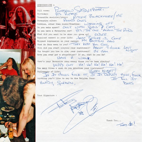 Rock questionnaire hand-filled by Abaddon (1983)