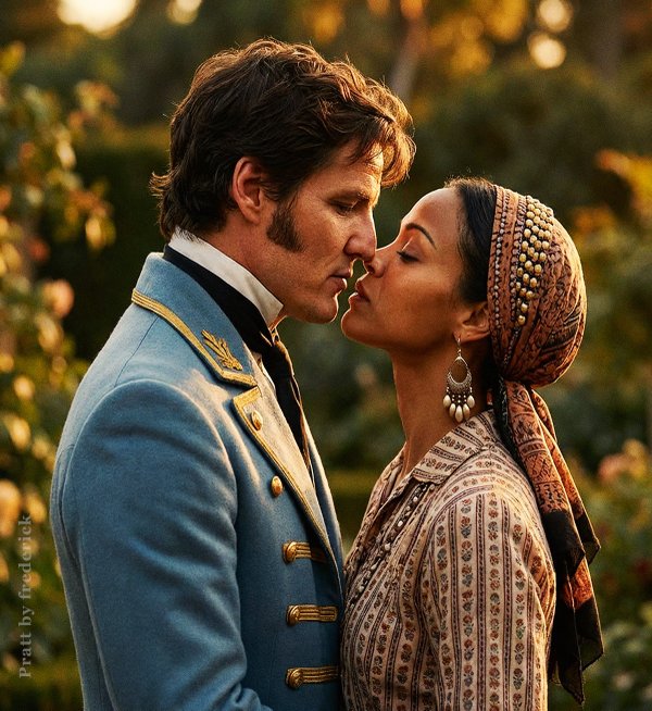 Pedro Pascale as Corto Maltese and Zoe Saldana is Bocca Dorata