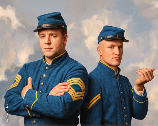 Russel Crowe as Sgt. Chesterfield & Woody Harrelson as Blutch
