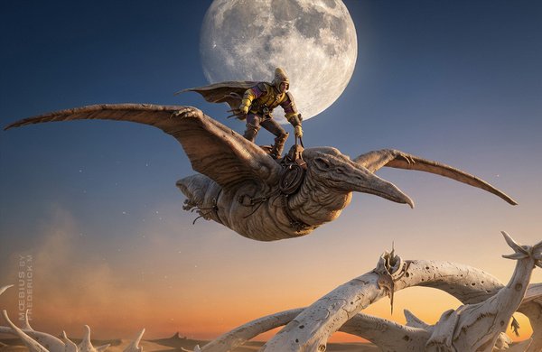 Arzach rides a Pteroïd pterodactyl