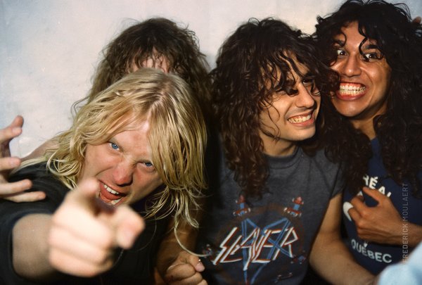 Slayer backstage at the Heavy Sound Festival 1985