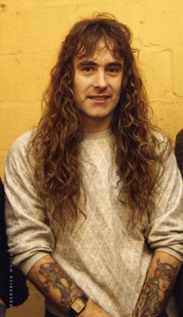 Steve Harris backstage aftershow, Brussels 1986