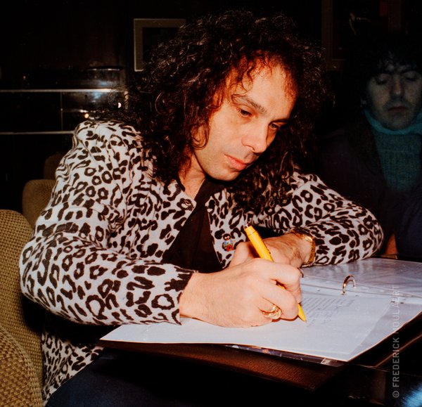 Ronnie James Dio filling out my Rock Questionnaire at the Hyatt Hotel
