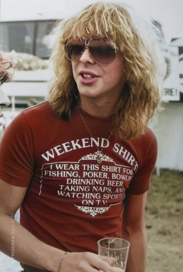 Clive Burr backstage at the Reading Festival - Aug. 1982