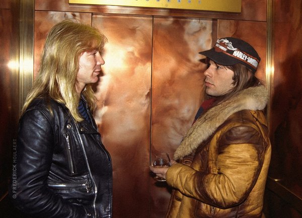 Dave Murray & Bruce Dickinson - Ramada Hotel  in Brussels - World Piece Tour 1983