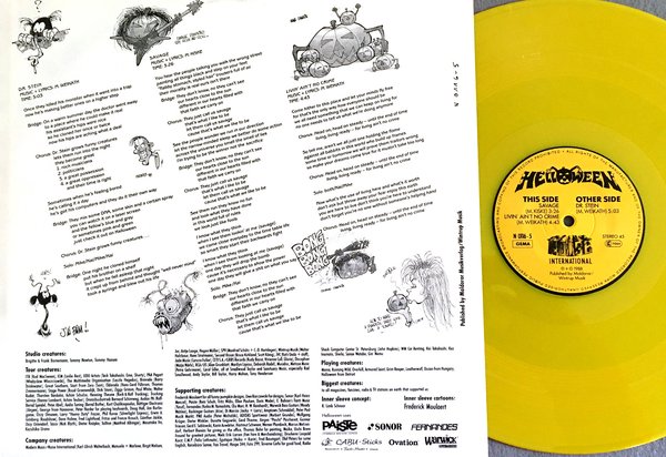 Helloween's "Dr Stein" Yellow vinyl with extra artwork