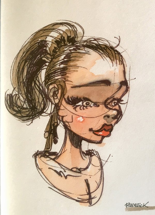 Drawn directly with a ball pen + aquarels