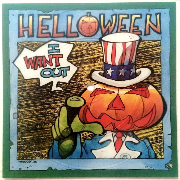 Helloween's "I Want Out" single as square picture-disc