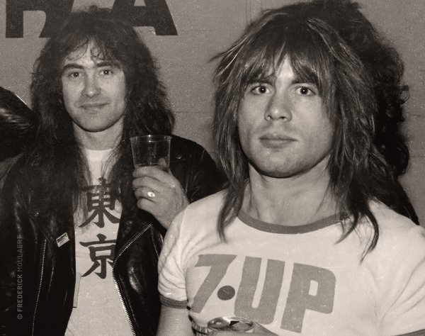 Steve Harris & Bruce Dickinson backstage in Brussels 1982 