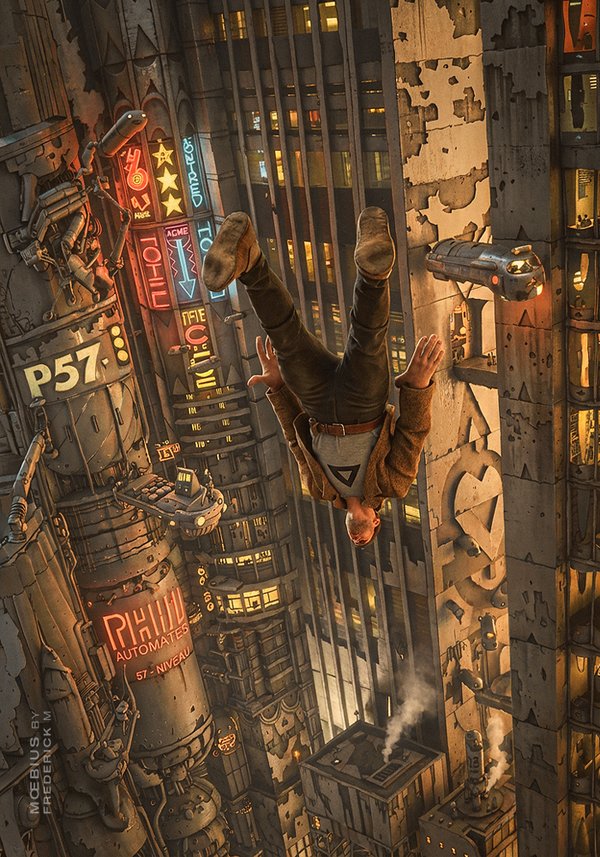Free falling of John Difool - Hommage to Mœbius