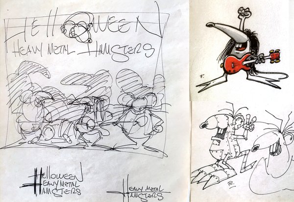 Helloween Heavy Metal Hamsters - inital sketches (1992)