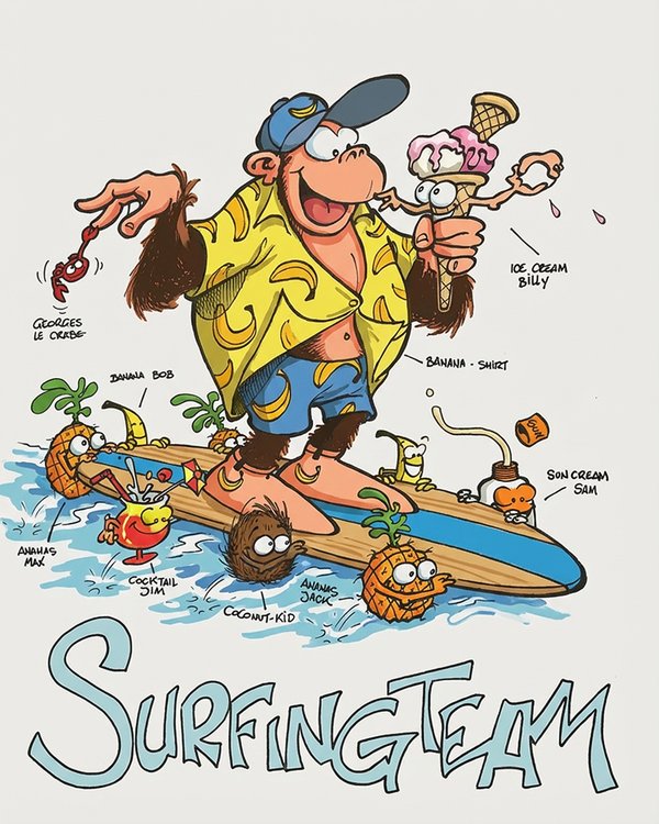 Banana Joe Surfing Team (colors) for a Tee Shirt printing