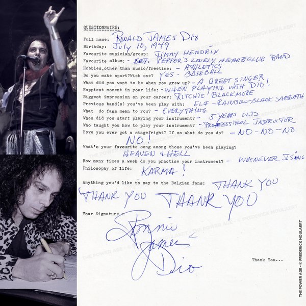 My Rock Questionnaire filled out by Ronnie James Dio