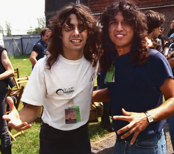 Dave Lombardo & Tom Araya backstage 1985 at the Heavy Sound Festival
