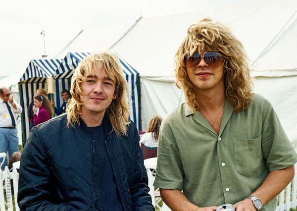 The following day (Sunday) Adrian Smith & Clive Burr backstage at the Reading Festival - Aug. 1982