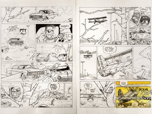 Original inking of pages 1+2 (compare with next image)