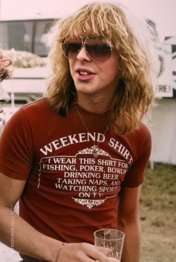 Clive Burr backstage at the Reading Festival - Aug. 1982