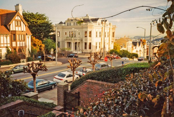 View from Kirk's frontdoor (in 1996) on Divisadero, Pacific Heights, San Francisco