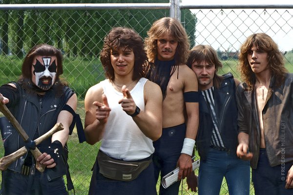 Mercyful Fate ready to go on stage at the Heavy Sound Festival 1984