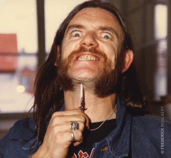 Lemmy at Indisc Brussels for the Orgasmatron album promo