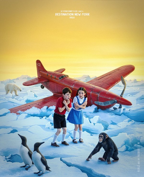 Hergé's THE DESTINATION NEW YORK (1951) - The adventures of Jo, Zette & Jocko