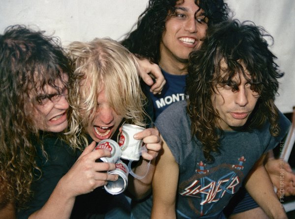 Slayer backstage at the Heavy Sound Festival 1985